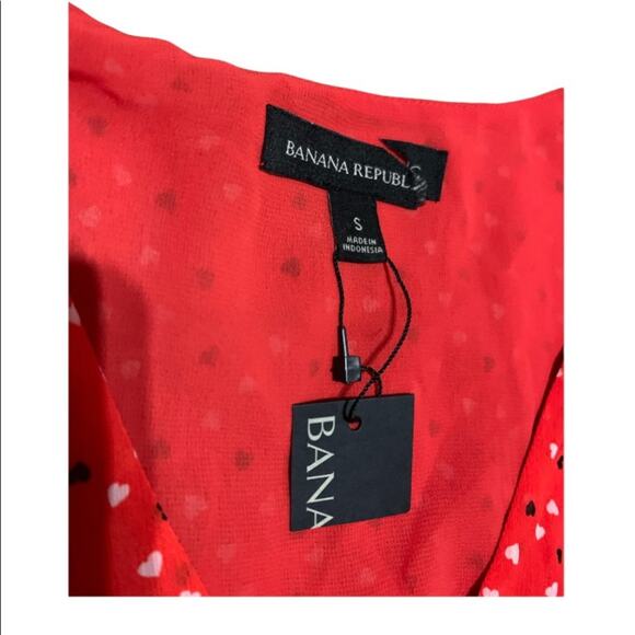 Banana Republic Red Puff Sleeve Top Size Small - Picture 5 of 12